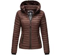 MARIKOO Damen Jacke Steppjacke Übergangsjacke mit Kapuze gesteppt B600 [B600-Samt-Schoko-Gr.S]