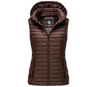 MARIKOO Damen Kapuzenweste für den Übergangs Weste mit Kapuze Steppweste B915 [B915-Hasenp-Dark-Choco-Gr.S]