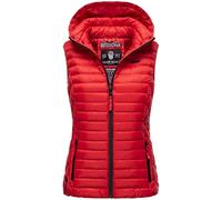 MARIKOO Damen Kapuzenweste für den Übergangs Weste mit Kapuze Steppweste B915 [B915-Hasenp-Rot-Gr.S]
