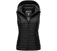 MARIKOO Damen Kapuzenweste für den Übergangs Weste mit Kapuze Steppweste B915 [B915-Hasenp-Schwarz-Gr.XS]