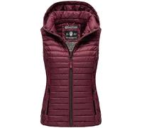 MARIKOO Damen Kapuzenweste für den Übergangs Weste mit Kapuze Steppweste B915 [B915-Hasenp-Wine-Gr.XS]