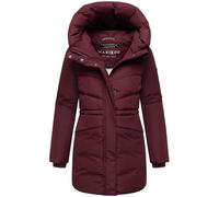 MARIKOO Damen Langer Mantel warme Winterjacke mit Kapuze und Taillenzugband Delilah 16 Wine Gr. XL