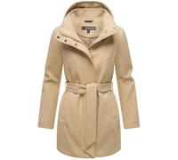 MARIKOO Damen langer Trenchcoat warme Übergangsjacke in Woll-Optik mit abnehmbarer Kapuze Katalinaa 16 Beige Gr. XL
