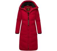 MARIKOO Damen langer Wintermantel Steppmantel mit Schlüsselanhänger Benikoo Deep Red Gr. S