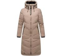 MARIKOO Damen langer Wintermantel Steppmantel mit Schlüsselanhänger Benikoo Taupe Grey Gr. XXL