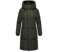 MARIKOO Damen Langer Wintermantel warmer Steppmantel Michikoo XVI Dark Olive Gr. 3XL