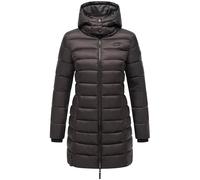 MARIKOO Damen langer Wintermantel warmer Steppmantel mit abnehmbarer Kapuze Abendsternchen Choco Gr. XL