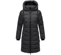 MARIKOO Damen Langer Wintermantel warmer Steppmantel mit abnehmbarer Kapuze Kaltnäschen 16 Anthracite Gr. XXL