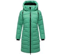 MARIKOO Damen Langer Wintermantel warmer Steppmantel mit abnehmbarer Kapuze Kaltnäschen 16 Crystal Green Gr. S