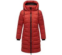 MARIKOO Damen Langer Wintermantel warmer Steppmantel mit abnehmbarer Kapuze Kaltnäschen 16 Dark Terracotta Gr. XXL