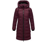MARIKOO Damen Langer Wintermantel warmer Steppmantel mit abnehmbarer Kapuze Kaltnäschen 16 Wine Gr. XL