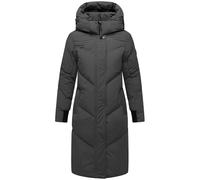 MARIKOO Damen Langer Wintermantel warmer Steppmantel mit abnehmbarer Kapuze Teonaa 16 Anthracite Gr. S