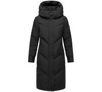 MARIKOO Damen Langer Wintermantel warmer Steppmantel mit abnehmbarer Kapuze Teonaa 16 Black Gr. XL