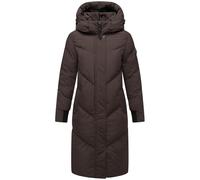 MARIKOO Damen Langer Wintermantel warmer Steppmantel mit abnehmbarer Kapuze Teonaa 16 Choco Gr. M