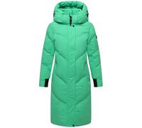 MARIKOO Damen Langer Wintermantel warmer Steppmantel mit abnehmbarer Kapuze Teonaa 16 Crystal Green Gr. M