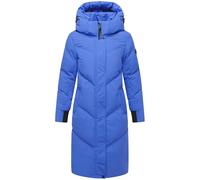 MARIKOO Damen Langer Wintermantel warmer Steppmantel mit abnehmbarer Kapuze Teonaa 16 Galaxy Blue Gr. XL