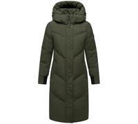 MARIKOO Damen Langer Wintermantel warmer Steppmantel mit abnehmbarer Kapuze Teonaa 16 Olive Gr. L