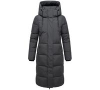 MARIKOO Damen Langer Wintermantel warmer Steppmantel mit abnehmbarer Kapuze und magnetischen Details Chumanii XVI Anthracite Gr. L