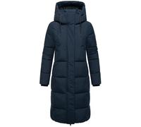 MARIKOO Damen Langer Wintermantel warmer Steppmantel mit abnehmbarer Kapuze und magnetischen Details Chumanii XVI Navy Gr. L