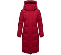 MARIKOO Damen Langer Wintermantel warmer Steppmantel mit abnehmbarer Kapuze und magnetischen Details Chumanii XVI Deep Red Gr. XXL