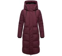 MARIKOO Damen Langer Wintermantel warmer Steppmantel mit abnehmbarer Kapuze und magnetischen Details Chumanii XVI Wine Gr. XL