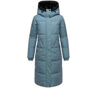 MARIKOO Damen Langer Wintermantel warmer Steppmantel mit Kapuze und seitlichen Gehschlitzen Yaskaa 16 Powder Blue Gr. L