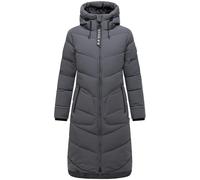 MARIKOO Damen langer Wintermantel warmer Steppmantel mit verstellbarer Kapuze Benikoo Anthracite Gr. M
