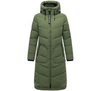MARIKOO Damen langer Wintermantel warmer Steppmantel mit verstellbarer Kapuze Benikoo Pine Olive Gr. 3XL