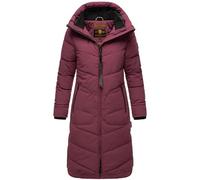 MARIKOO Damen langer Wintermantel warmer Steppmantel mit verstellbarer Kapuze Benikoo Wine Gr. L