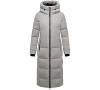 MARIKOO Damen Langer Wintermantel warmer Steppmantel mit verstellbarer Kapuze und wasserdichten Reißverschlüssen Honiaa XVI Cloud Grey Gr. XXL