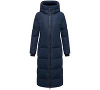 MARIKOO Damen Langer Wintermantel warmer Steppmantel mit verstellbarer Kapuze und wasserdichten Reißverschlüssen Honiaa XVI Navy Gr. XXL
