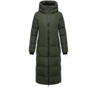 MARIKOO Damen Langer Wintermantel warmer Steppmantel mit verstellbarer Kapuze und wasserdichten Reißverschlüssen Honiaa XVI Dark Olive Gr. XL