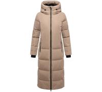MARIKOO Damen Langer Wintermantel warmer Steppmantel mit verstellbarer Kapuze und wasserdichten Reißverschlüssen Honiaa XVI Taupe Grey Gr. XL
