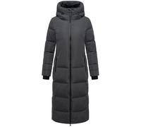 MARIKOO Damen Langer Wintermantel warmer Steppmantel mit verstellbarer Kapuze und wasserdichten Reißverschlüssen Honiaa XVI Anthracite Gr. XS