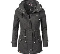 Marikoo Damen Übergangs-Jacke Kurzmantel mit Kapuze Nyokoo Schwarz Dots Gr. M