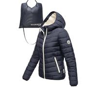 MARIKOO Damen leichte Übergangsjacke Kurze Steppjacke mit innen eingenähter Tragetasche zum einfachen Verstauen und praktischem Umhängen der Jacke Pack Mich EIN Navy Gr. 3XL