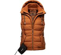 MARIKOO Damen leichte Übergangsweste Steppweste mit Kapuze Taisaa Rusty Cinnamon Gr. XS