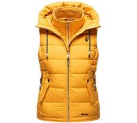 MARIKOO Damen leichte Übergangsweste Steppweste mit Kapuze Taisaa Yellow Gr. 3XL