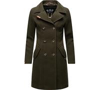 MARIKOO Damen Mantel in Wollmantel-Optik langer Trenchcoat mit Reversekragen Nanakoo Dark Green Gr. 3XL