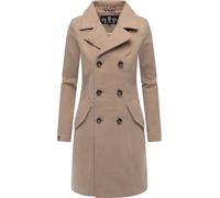 MARIKOO Damen Mantel in Wollmantel-Optik langer Trenchcoat mit Reversekragen Nanakoo Taupe Grey Gr. XXL