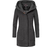 MARIKOO Damen Mantel in Wollmantel-Optik warmer Trenchcoat mit Kapuze Maikoo Anthrazit Gr. S