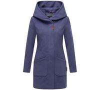 MARIKOO Damen Mantel in Wollmantel-Optik warmer Trenchcoat mit Kapuze Maikoo Blue Violet Gr. L