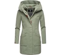 MARIKOO Damen Mantel in Wollmantel-Optik warmer Trenchcoat mit Kapuze Maikoo Smoky Mint Gr. L