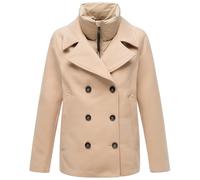 MARIKOO Damen Mantel kurze Winterjacke mit (abnehmbarem) gestepptem Kragen in Woll-Optik Aylaraa 16 Beige Gr. L
