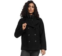 MARIKOO Damen Mantel kurze Winterjacke mit (abnehmbarem) gestepptem Kragen in Woll-Optik Aylaraa 16 Black Gr. L