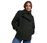 MARIKOO Damen Mantel kurze Winterjacke mit (abnehmbarem) gestepptem Kragen in Woll-Optik Aylaraa 16 Dark Olive Gr. L
