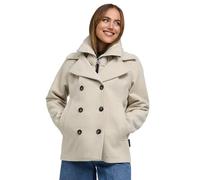 MARIKOO Damen Mantel kurze Winterjacke mit (abnehmbarem) gestepptem Kragen in Woll-Optik Aylaraa 16 Pearl Grey Gr. 3XL