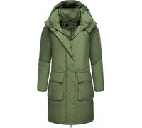 MARIKOO Damen Mantel Lange warme Winterjacke mit 2 Wege-Reißverschluss, doppelten Eingriffstaschen und magnetischen Details Nanami 16 Pine Olive Gr. 3XL