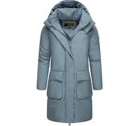 MARIKOO Damen Mantel Lange warme Winterjacke mit 2 Wege-Reißverschluss, doppelten Eingriffstaschen und magnetischen Details Nanami 16 Powder Blue Gr. M