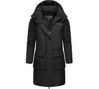 MARIKOO Damen Mantel Lange warme Winterjacke mit Kapuze Nanami 16 Black Gr. L